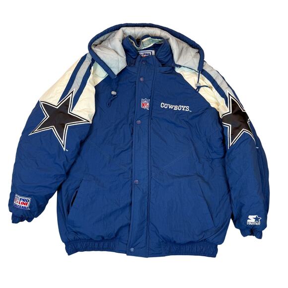 VTG 90s Dallas Cowboys Jacket Mens Pro Line Starter NFL Puffer Coat Sz XL - Picture 1 of 12
